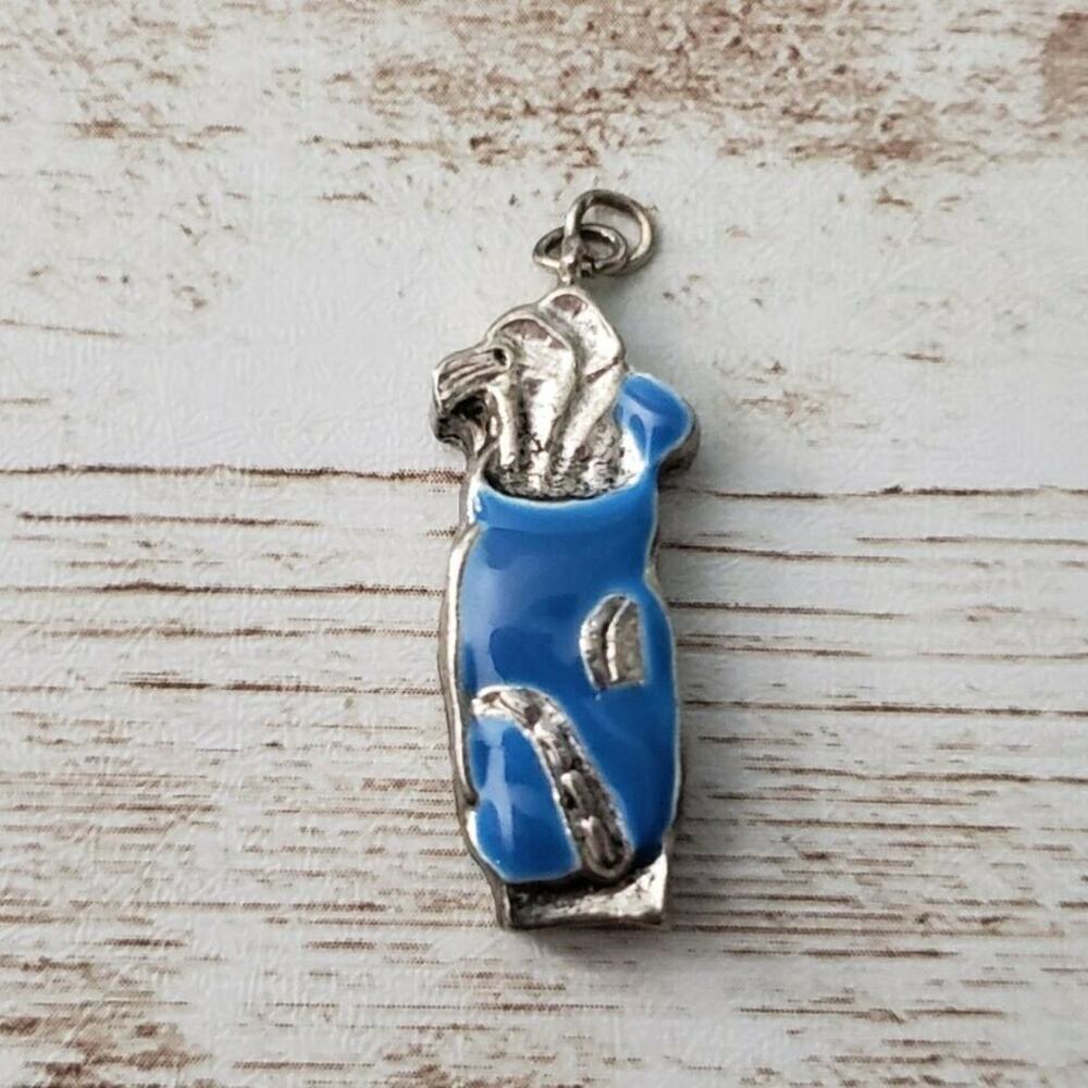 Vintage Pendant - Blue Golf Clubs (No Chain Included)